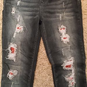 Blue Jeans w/ Red Paisley Print